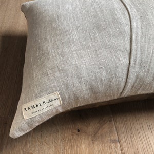 Handmade 100% LINEN 'Marshes' rectangular cushion vintage print 60x40cm in stock image 6