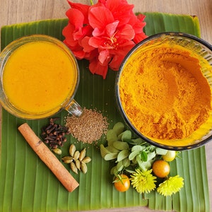 Golden Turmeric Coconut Latte Mix - Ayurvedic Superfood Mix - Prevents Constipation -Healthy Instant Turmeric Herbal Tea - Anti-inflammatory