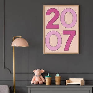 Custom Year Pink Typography Poster: Personalized Family Art (Digital Download)