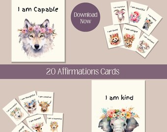 Printable Children's Positive Affirmation Cards Set of 50 Kids ...
