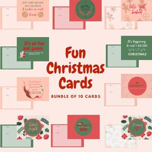 Bundel kerstkaarten, afdrukbaar, digitale prints, kerstpostkaarten, kerstgrappen, kerstkaarten, pdf-download