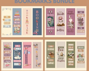 Bookmarks Bundle | Book Lovers | 16 Bookmarks for Bookoholics | Digital Download PDF Files