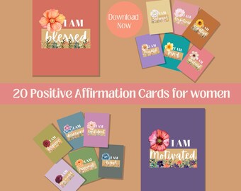Positive Affirmation Cards, Self-care, Affirmation cards, Anxiety Relief, Inspirational Cards, Printable Cards