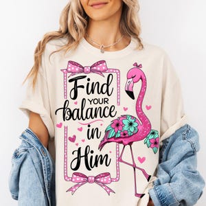Find Your Balance PNG: Christian Flamingo Sublimation Design (Digital Download)
