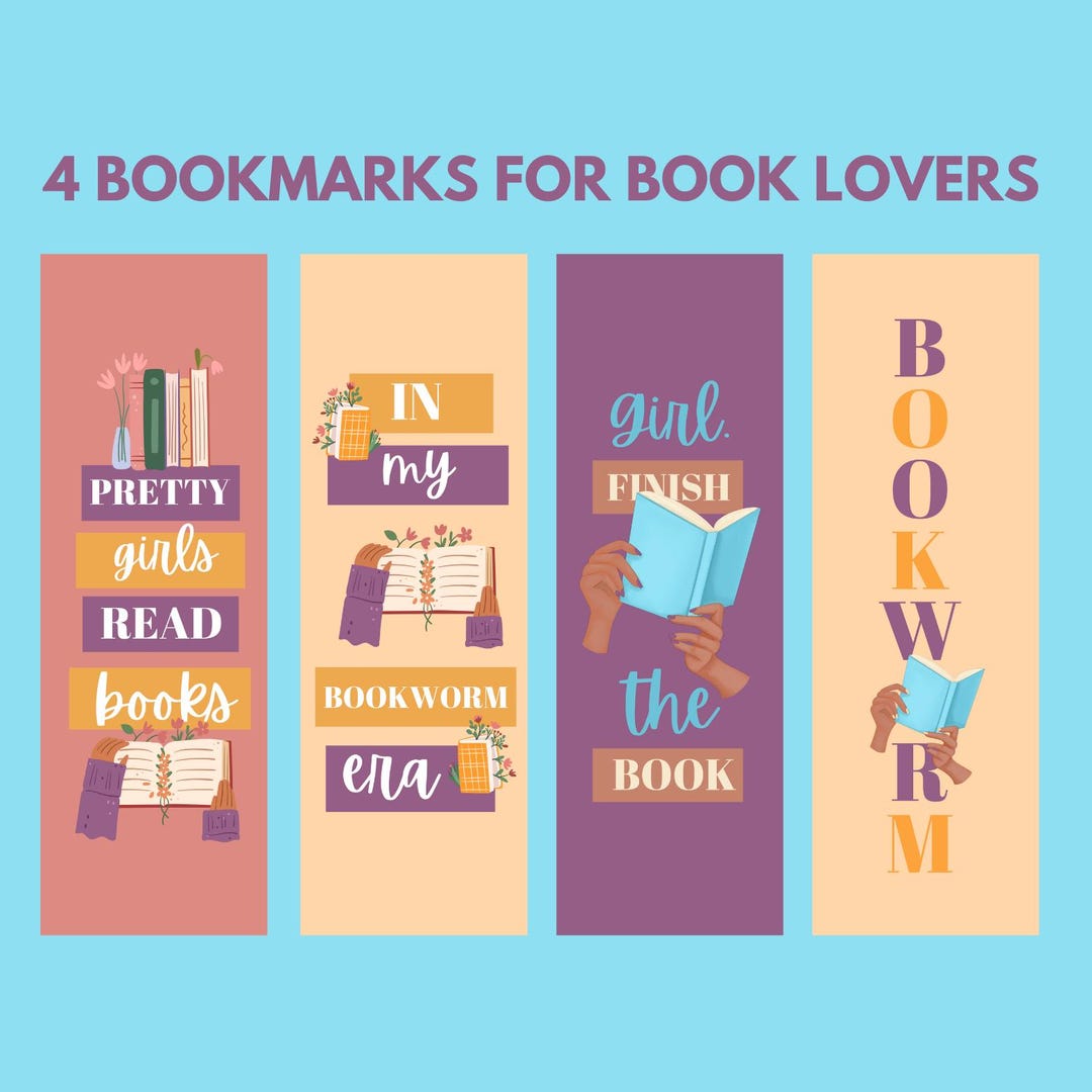 Bookmaker For Book 4 Bookmarks for Book Babes | Book Lovers | Digital Download PDF & PNG ...