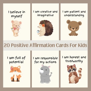 Kids Positive Affirmation Cards: Animal Encouragement, Set of 20 ...