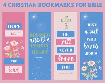 Floral Christian Bookmarks: Scripture Bible Verses (PDF & PNG)