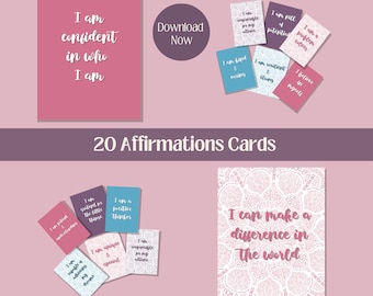 Positive Affirmation Cards, Self-love, Affirmation cards, Anxiety Relief, Inspirational Cards, Printable Cards