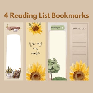 4 Printable bookmark, Reading log tracker with TBR list, Reading tracker printable, Book tracker, Library Card Bookmark, PDF & PNG Download