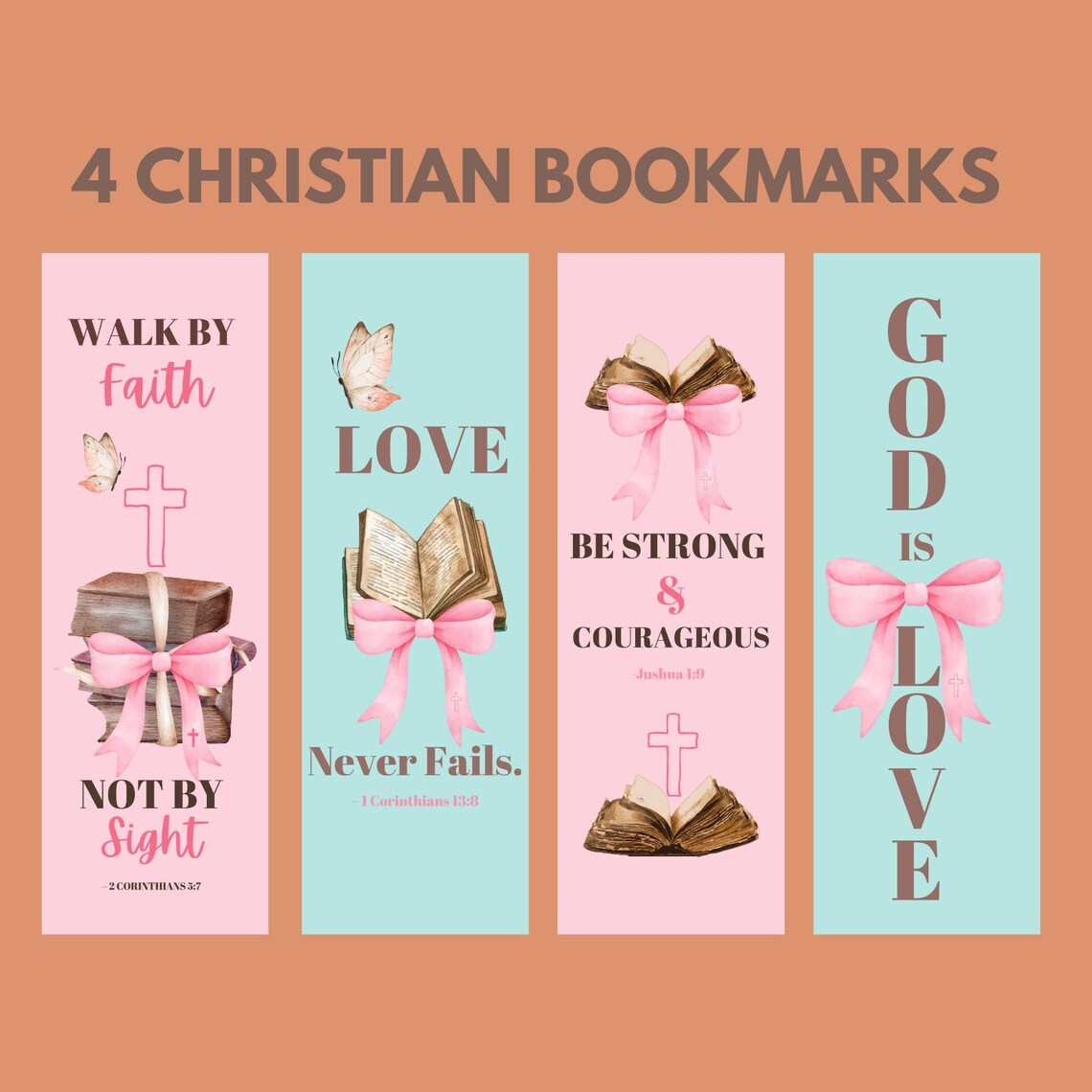 Christian Scripture Bookmarks With Pink Bows (digital Download) - Etsy