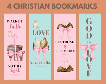 Christian Scripture Bookmarks with Pink Bows (Digital Download)