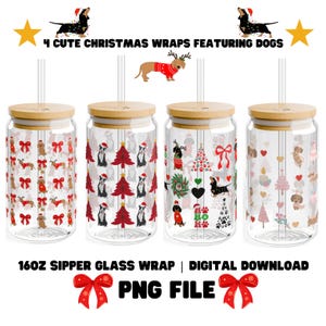 Christmas Dog Glass Sipper Wrap Bundle: Festive 16oz Tumbler (Digital Download)