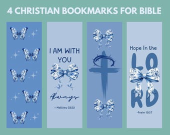 Blue Christian Scripture Bookmarks: Faith-Based Gift (PDF & PNG)