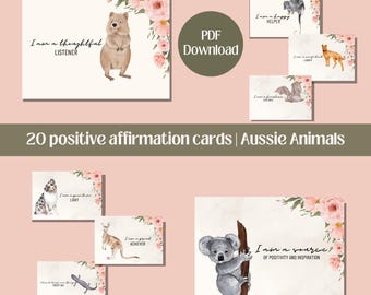 Cartes d'affirmation pour les enfants d'Aussie Animals : état d'esprit positif (téléchargement PDF)