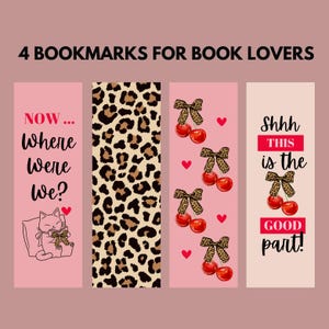 Marcapáginas de Leopard Cherry Book Babe: Regalo para amantes de la lectura (PNG y PDF)