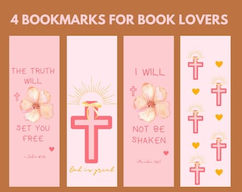 Christian Floral Cross Bookmarks: Scripture Gift Set (PDF & PNG)