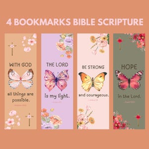 Butterfly Bible Verse Bookmarks: Christian Scripture Cards (Printable PDF & PNG