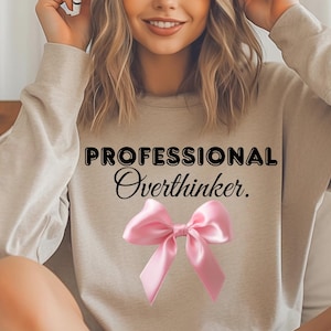 Professional Thinker PNG: Retro Pink Bow Design (Digital Download)