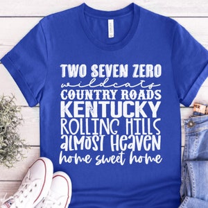 Kentucky Graphic Tee State Tshirt Cool T shirt Women Unisex Kentucky Wildcats 270 KY Bluegrass Home Custom Plus Size 2XL 3XL 4XL 5XL 6XL