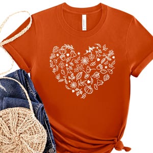 Fall Heart Tshirt, Autumn Shirt, Thanksgiving, Fall sayings, Fall Graphics, Soft Unisex Tee, Plus Size Fall Tshirt 2XL 3XL 4XL 5XL 6XL