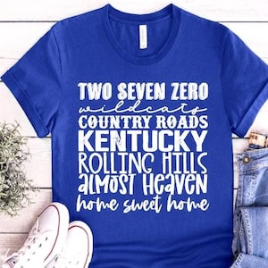 Kentucky Graphic Tee State Tshirt Cool T shirt Women Unisex Kentucky Wildcats 270 KY Bluegrass Home Custom Plus Size 2XL 3XL 4XL 5XL 6XL