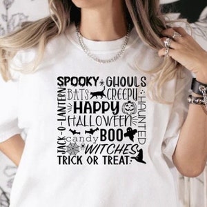 Halloween Words, Funny Halloween Tshirt, Black Cat Tshirt, Halloween Clothing, Halloween Tee, Plus Size Graphic Tshirt 2XL 3XL 4XL 5XL 6XL