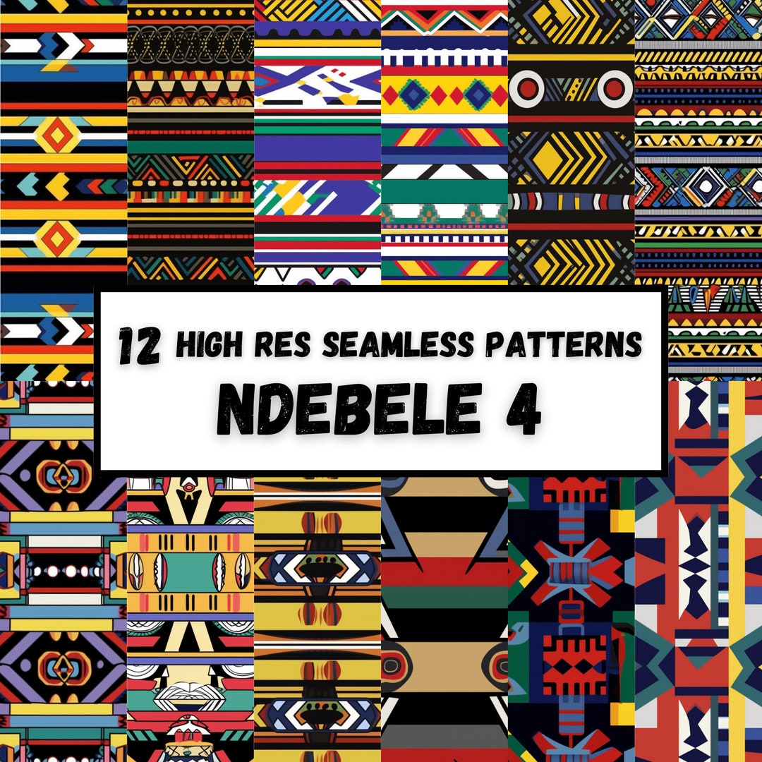 12 Pack African Ndebele Digital Paper Seamless Pattern Ndebele ...