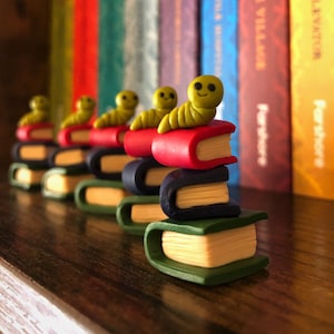 Clay Bookworm | Nerdy Gifts for Readers | Writer Gifts | Bibliophile Gift for Any Occasion | Teacher Gift | Librarian Gifts | Polymer Clay
