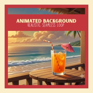 Fundo animado de cabana na praia • Loop do pôr do sol na hora dourada (Download MP4)