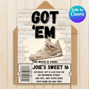 Editable Sneaker Birthday Invitation