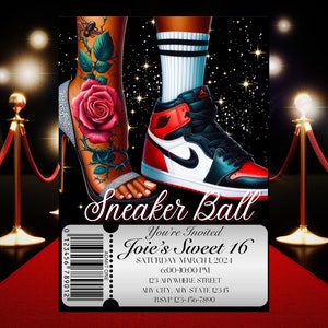 Bearbeitbare Sneaker Ball Geburtstagseinladung