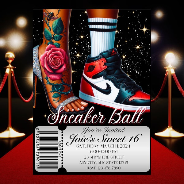 Editable Sneaker Ball Birthday Invitation