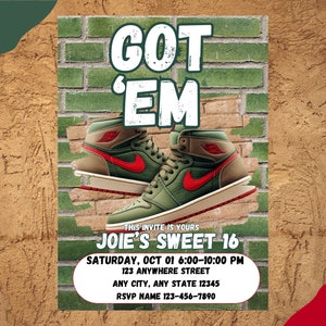 Editable Sneaker Birthday Invitation
