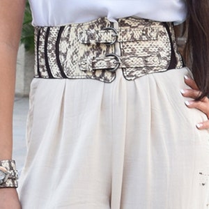 Ladies 4&quot;wide high waist belt,full grain leopard print belt,double buckled belt ,handmade leather belt,elegant designer belt,gift,madein USA