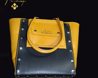 American Leather bag,handmade leather bag,two tone daily bag,women shoulder bag,elegant bag,designer bag,tote bag, gift for her, made in USA