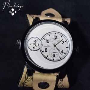 Men leather cuff watch, natural watch band, leather wrist watch, natural cuff, handmade cuff, leather bracelet, watch band, gift,made in USA