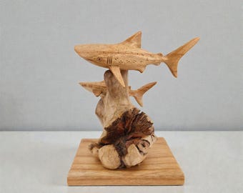 Whale Shark Figurine, Shark Wooden Statue, Whale Shark Decor, Gift for Fish Lovers, Maritime Animal Figurine, Wooden Fish, Root Wood