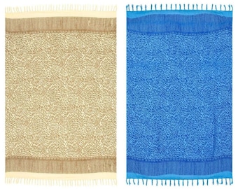 Women&#39;s summer sarong wrap skirt pareo beach towel, beach dress, multiway wrap, beach cover up + sarong buckle + instructions for wrapping technique