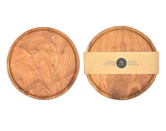 Teak 25 cm cutting board, wooden serving plate, carving board, kitchen board