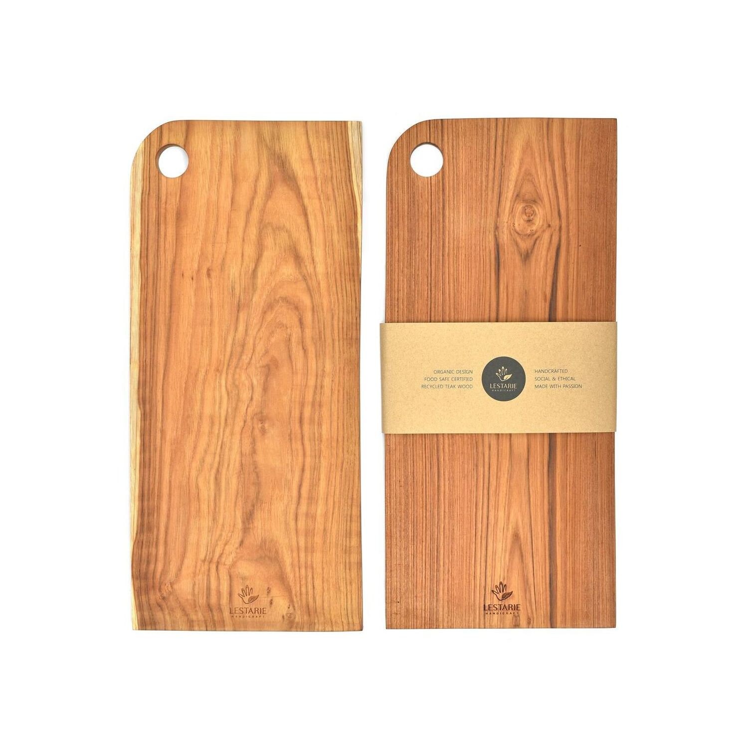 Teak 55 cm cutting board, wooden serving platter carving board, Lestarie kitchen board