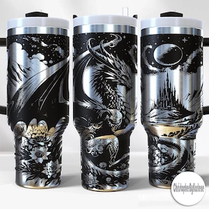 Fantasy Dragon Tumbler 30oz 40oz, Romantasy Dragon Cup with Straw, Castlecore Iced Coffee Cup, Book Lover Stainless Steel Tumbler Gift