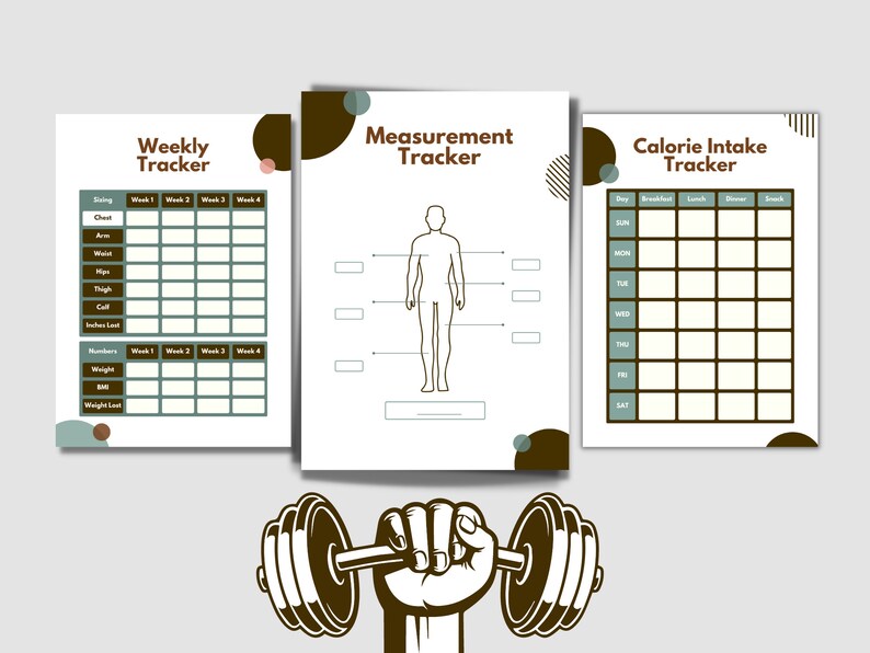 Fitness & Measurement Tracker Printable Planner for Health and Etsy