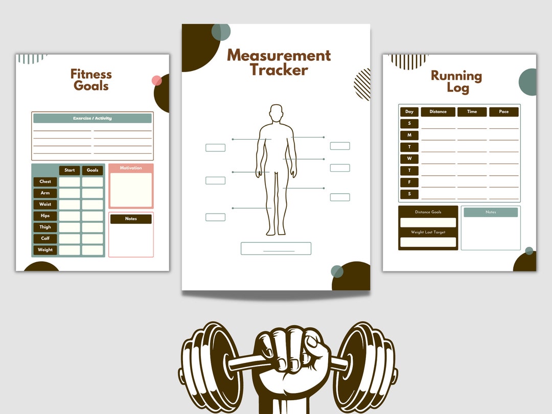 Fitness & Measurement Tracker Printable Planner for Health and Etsy