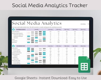 Social Media Analytics Tracker: Google Sheets Dashboard (Digital Download)