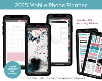 2025 Phone Planner, Digital Planner, Android Phone Planner, Goodnotes Planner, Daily Hyperlinked Planner, Pocket Planner 2025