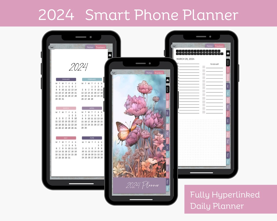 Digital 2024 Planner for Phone, Pink Android Pocket Planner, 2024 ...