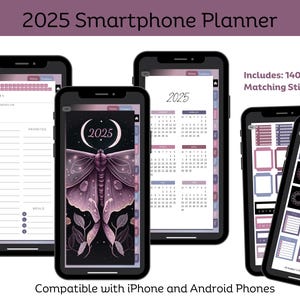 2025 Phone Planner and Digital Stickers, Android Phone Planner, Goodnotes Planner, Daily Hyperlinked Planner, Pocket Planner 2025