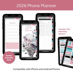 2026 Phone Planner, Digital Planner, Android Phone Planner, Goodnotes Planner, Daily Hyperlinked Planner, iPhone Planner (Digital Download)