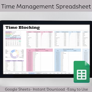 Time Management Google Sheet: Time Blocking Spreadsheet (Digital Download)