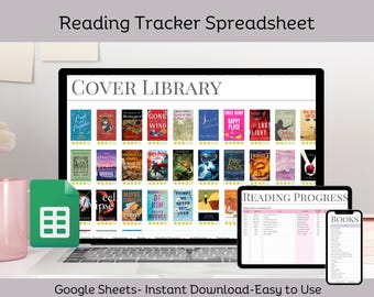 Reading Tracker Spreadsheet: Book Log, Reading Challenge (Google Sheet)
